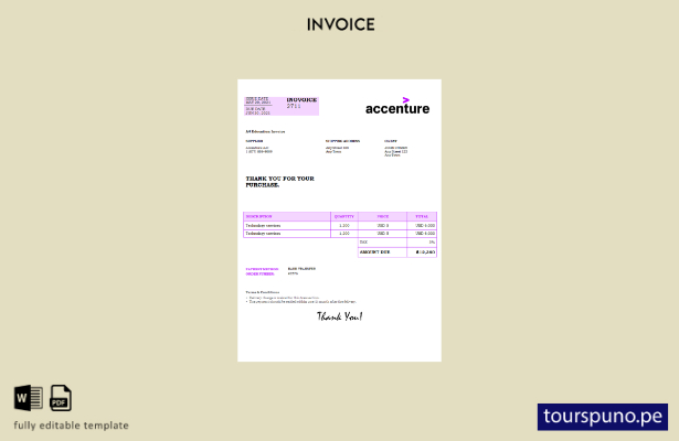 Lista para imprimir plantilla de factura de Accenture de EE. UU.